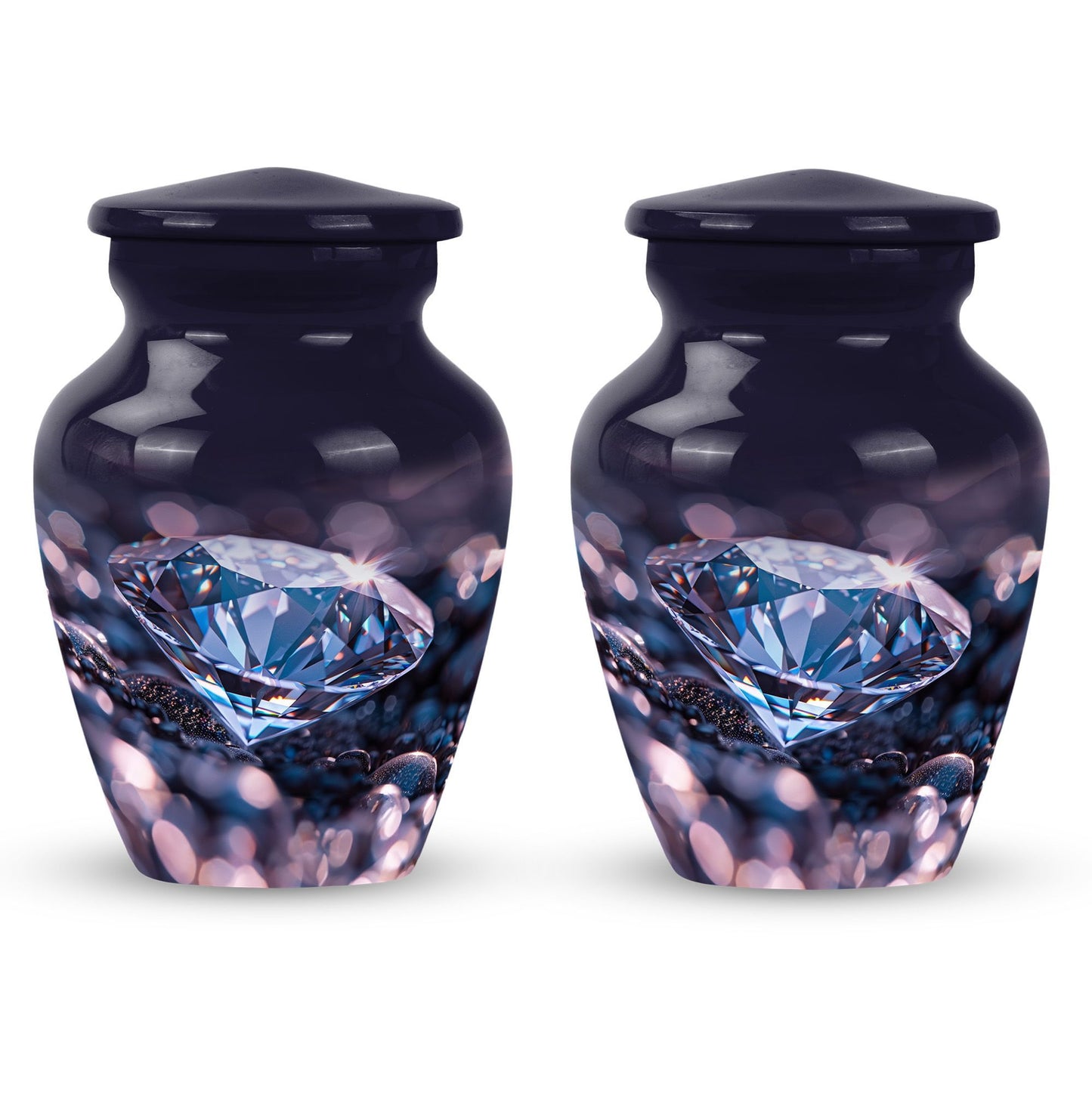 Classic diamond urn, 10-inch large cremation memorial urn.