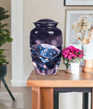 Classic diamond urn, 10-inch large cremation memorial urn.