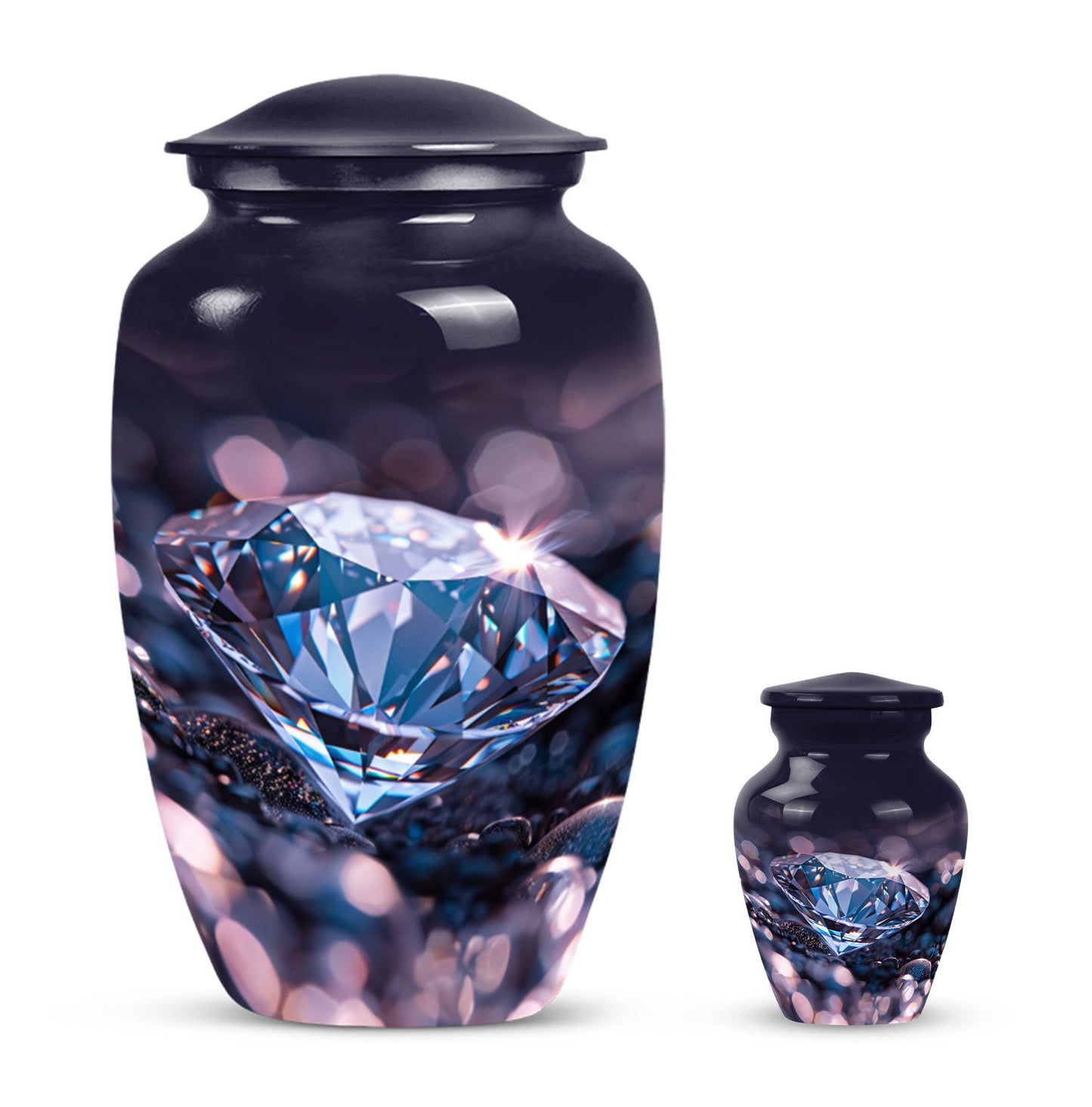 Classic diamond urn, 10-inch large cremation memorial urn.
