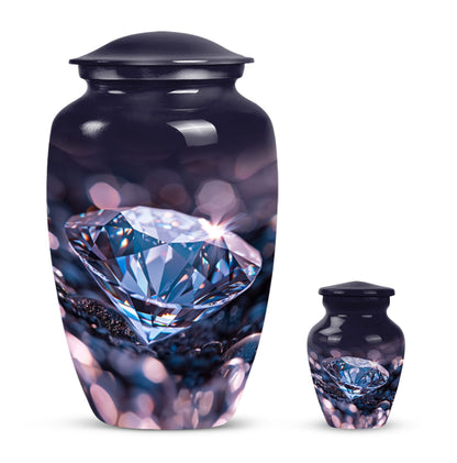 Classic diamond urn, 10-inch large cremation memorial urn.