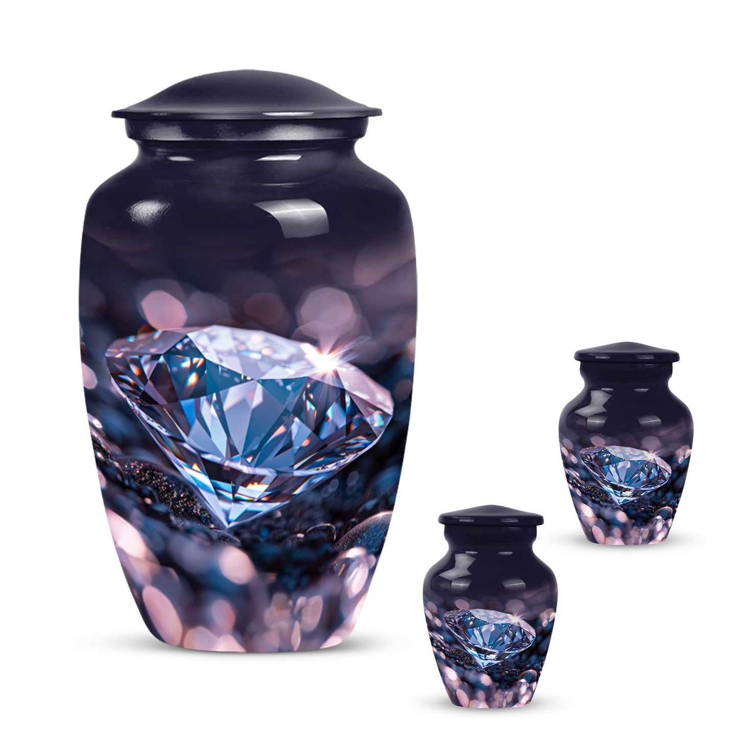 Classic diamond urn, 10-inch large cremation memorial urn.