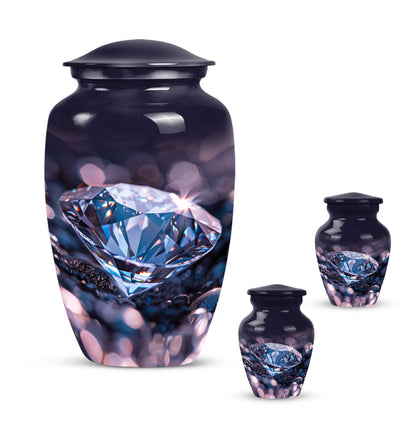 Classic diamond urn, 10-inch large cremation memorial urn.