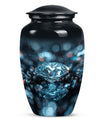 10-inch classic diamond aluminum urn for cremation ashes.