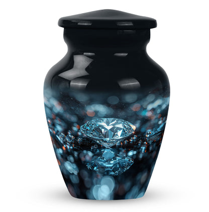 10-inch classic diamond aluminum urn for cremation ashes.