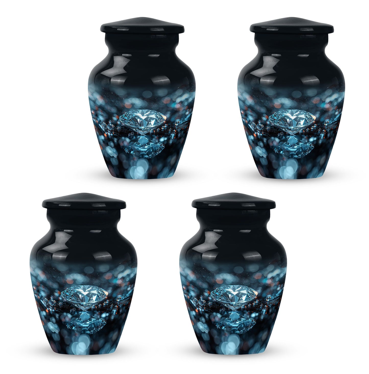 10-inch classic diamond aluminum urn for cremation ashes.