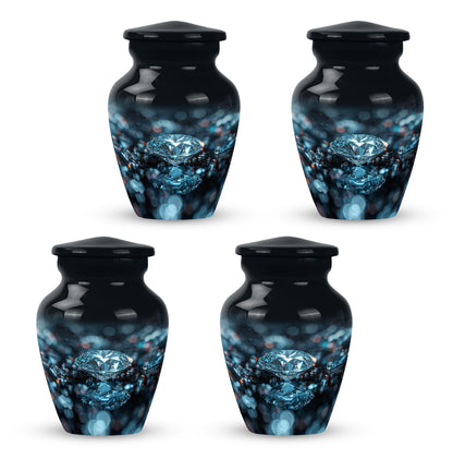 10-inch classic diamond aluminum urn for cremation ashes.