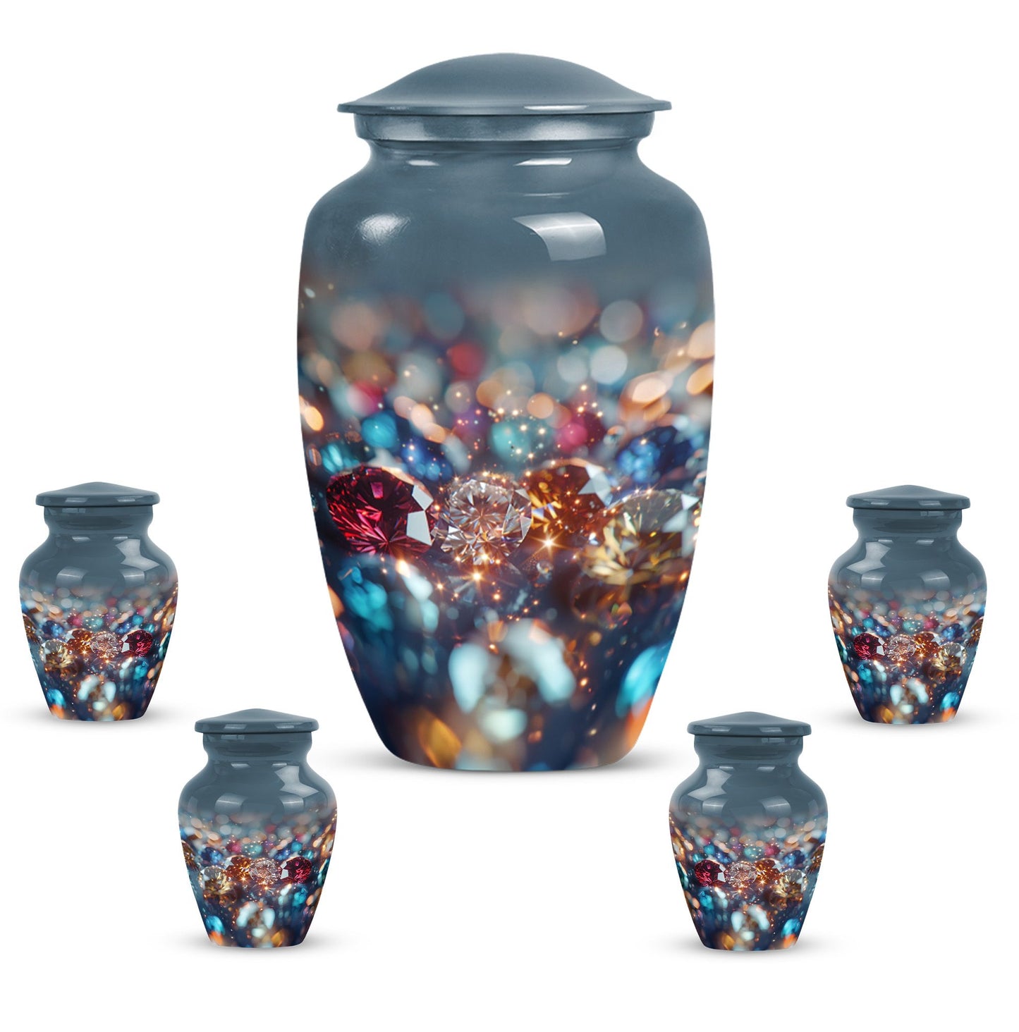 Classic diamond urn for human ashes large cremation urn