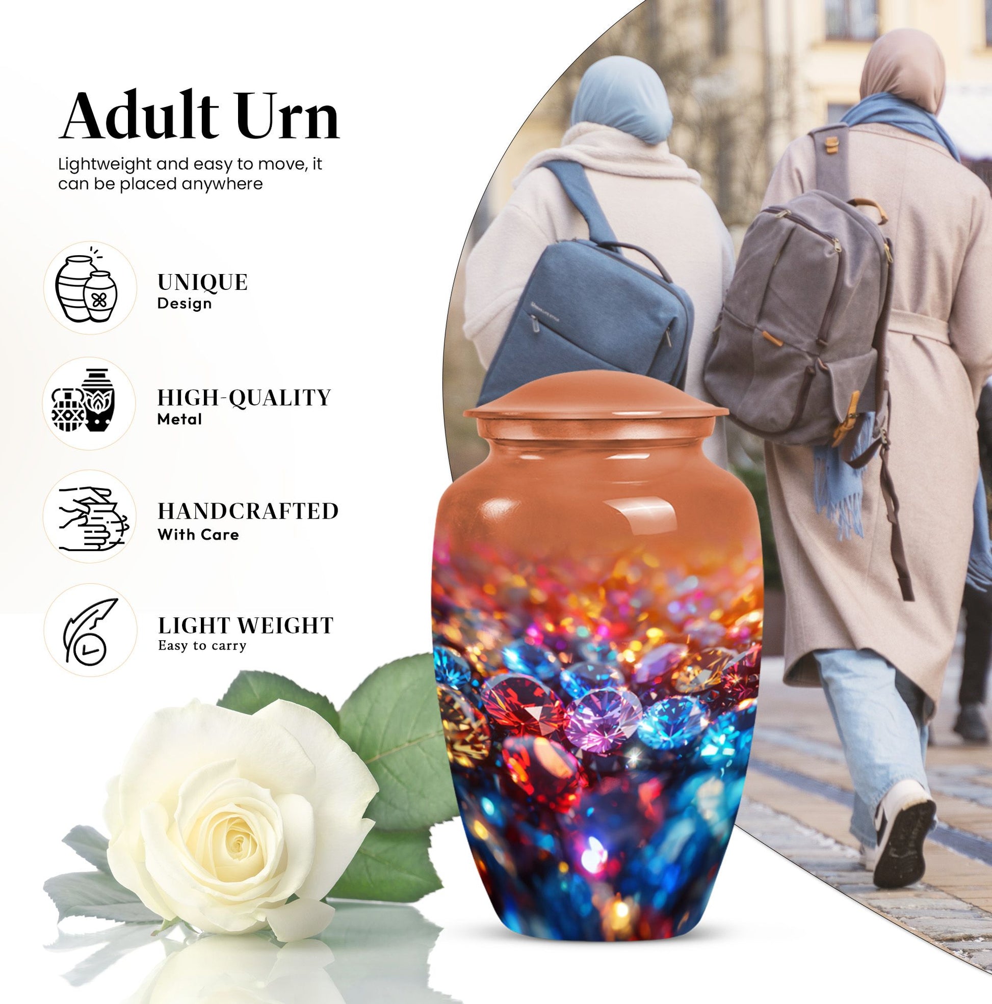 diamond urn for burial cremation, 