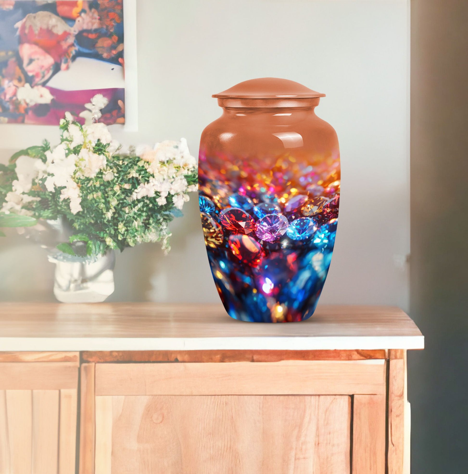 diamond urn for burial cremation, 