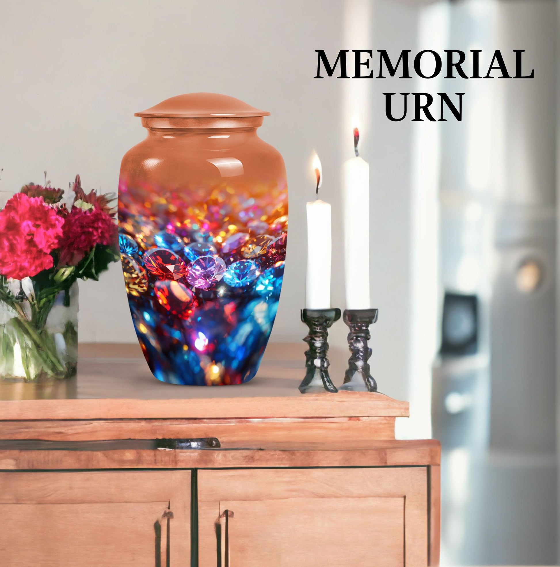 diamond urn for burial cremation, 
