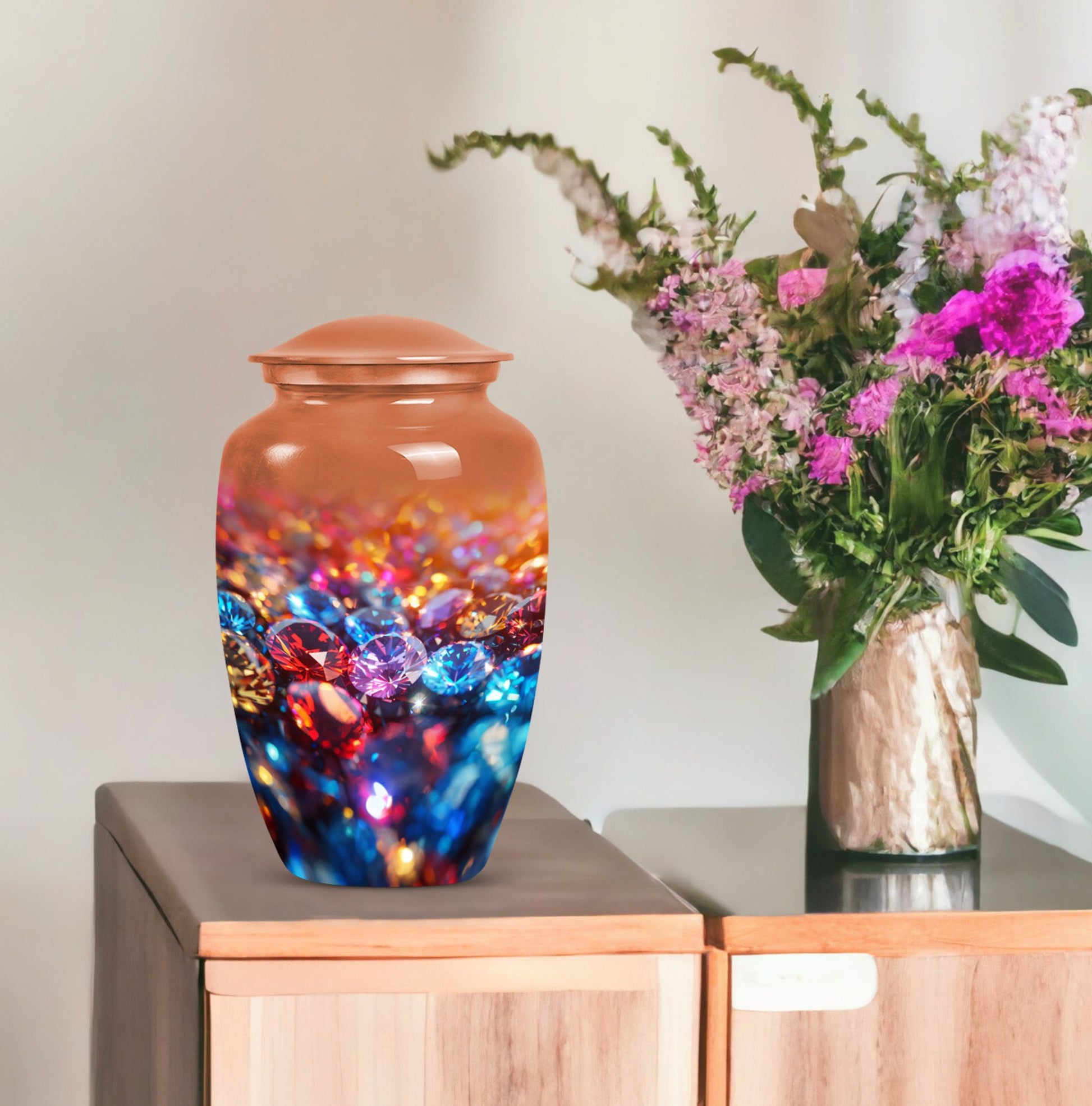 diamond urn for burial cremation, 