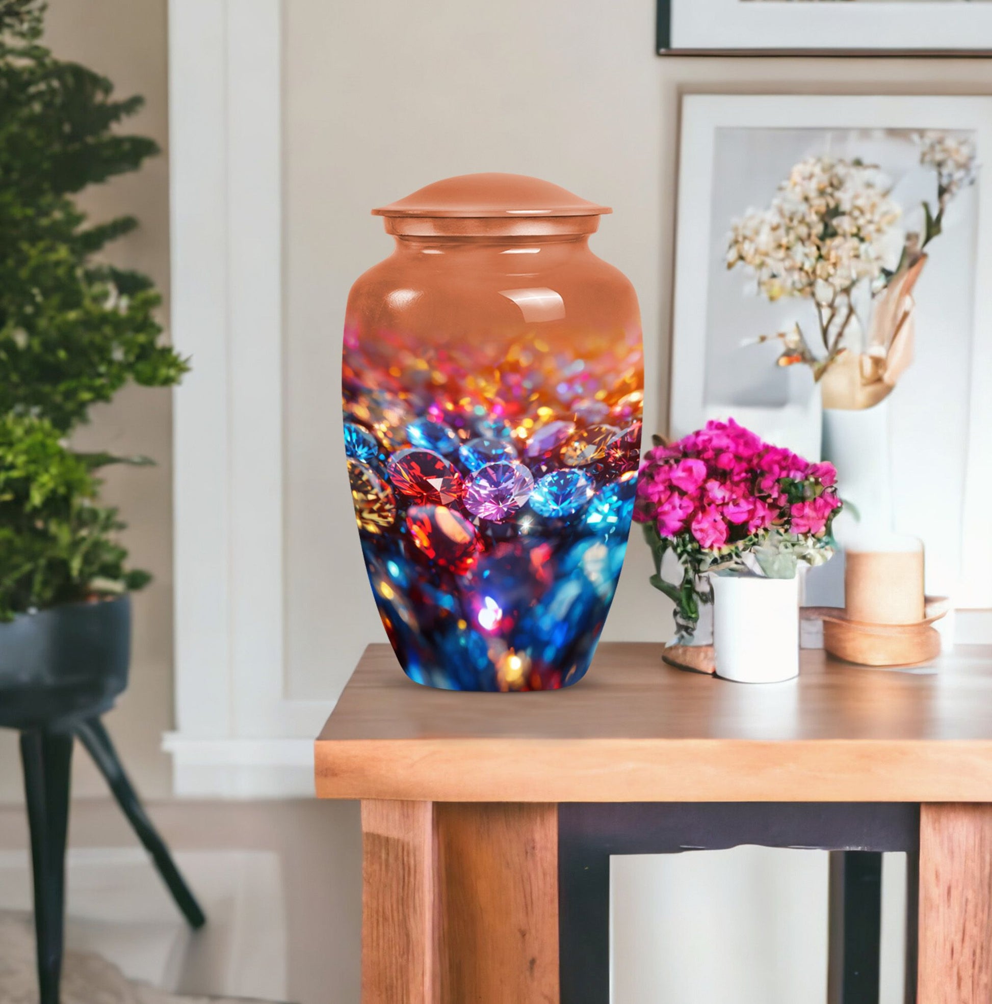 diamond urn for burial cremation, 