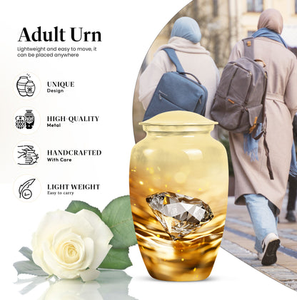 diamond urn in abstract theme for cremation ashes