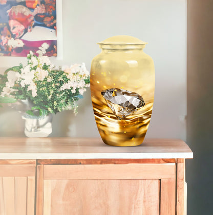 diamond urn in abstract theme for cremation ashes