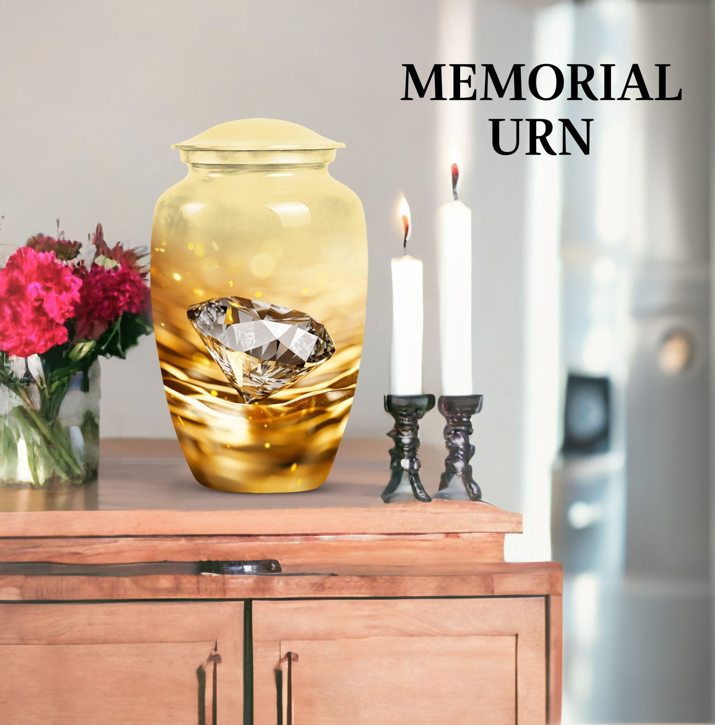 diamond urn in abstract theme for cremation ashes
