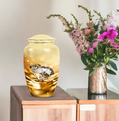 diamond urn in abstract theme for cremation ashes