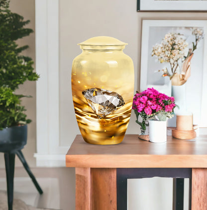 diamond urn in abstract theme for cremation ashes