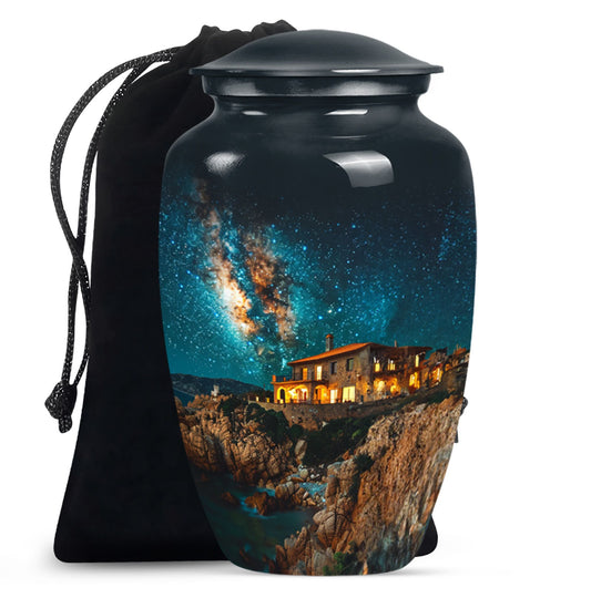 Classic Galaxy Urn made of aluminium suitable as memorial.