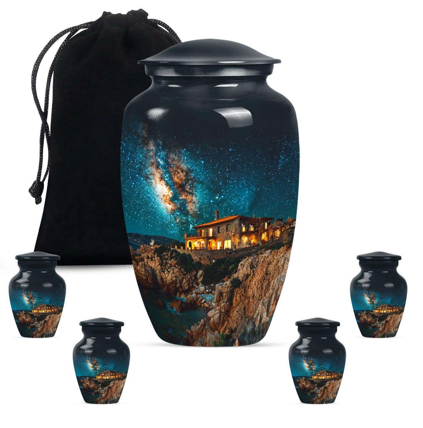 Classic Galaxy Urn made of aluminium suitable as memorial.
