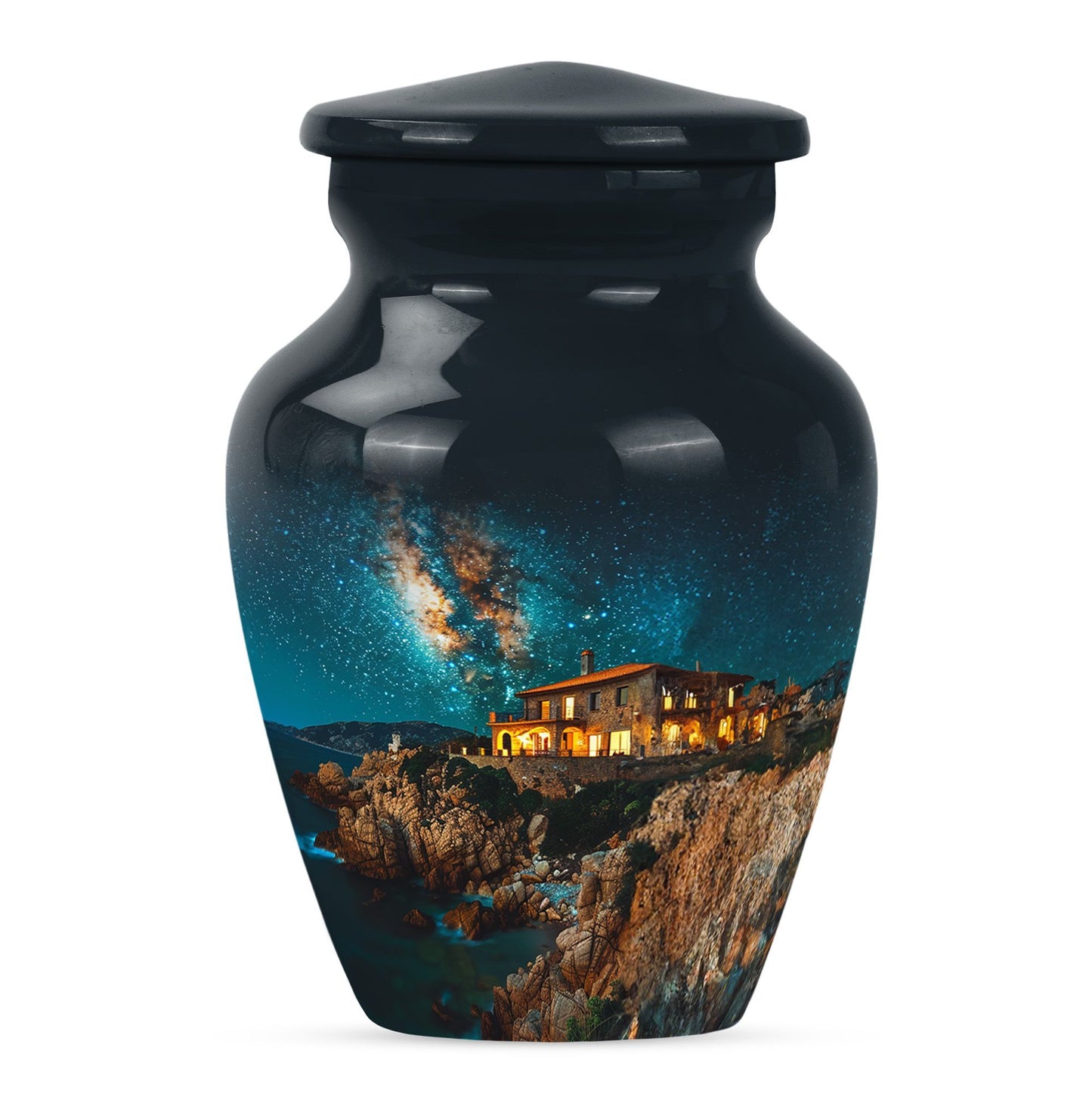 Classic Galaxy Urn made of aluminium suitable as memorial.