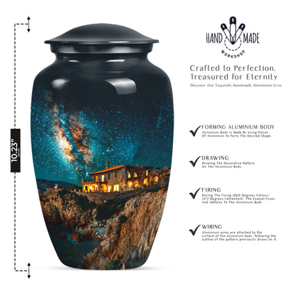 Classic Galaxy Urn made of aluminium suitable as memorial.