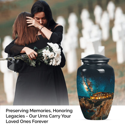 Classic Galaxy Urn made of aluminium suitable as memorial.