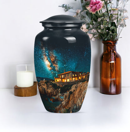Classic Galaxy Urn made of aluminium suitable as memorial.