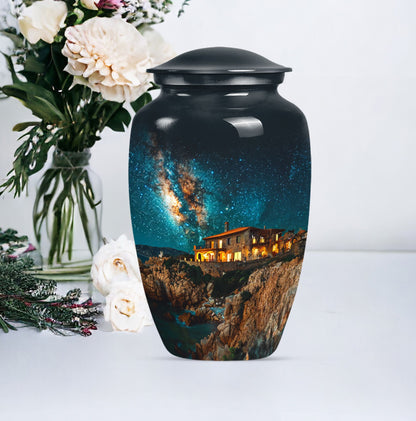 Classic Galaxy Urn made of aluminium suitable as memorial.