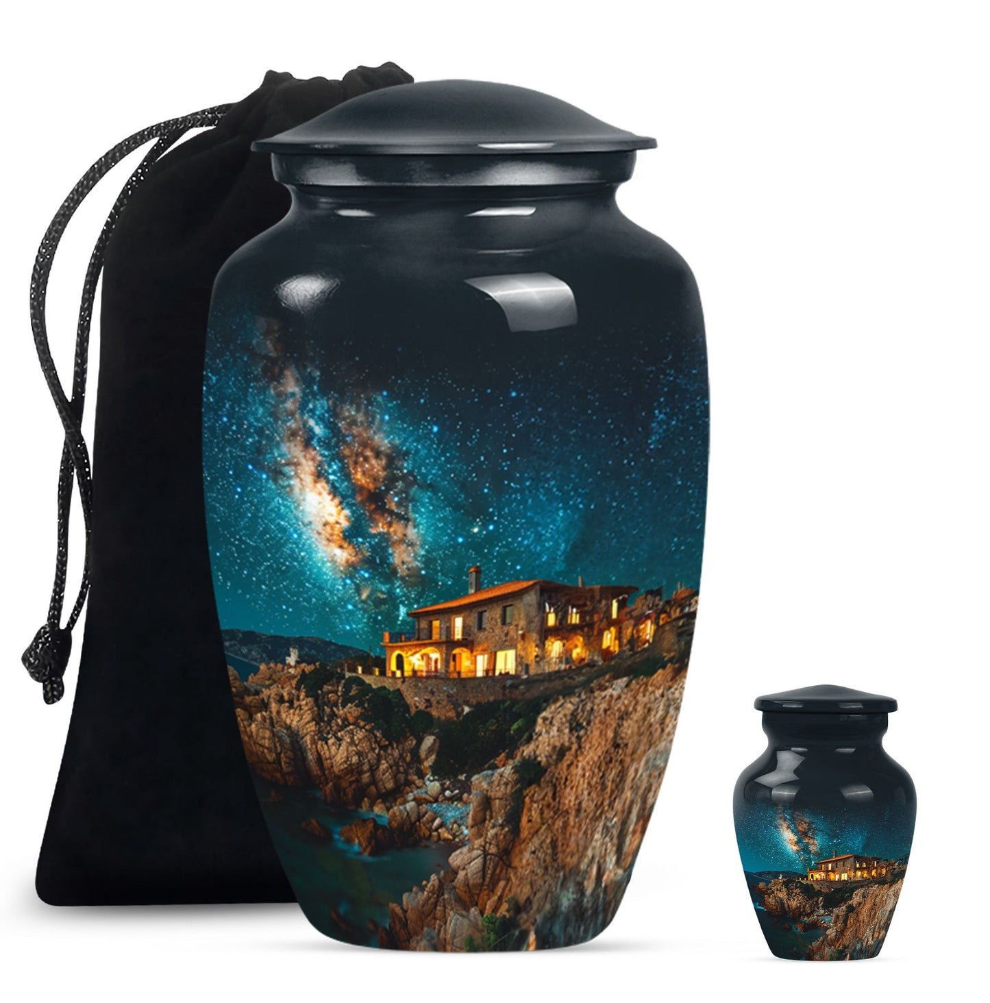 Classic Galaxy Urn made of aluminium suitable as memorial.