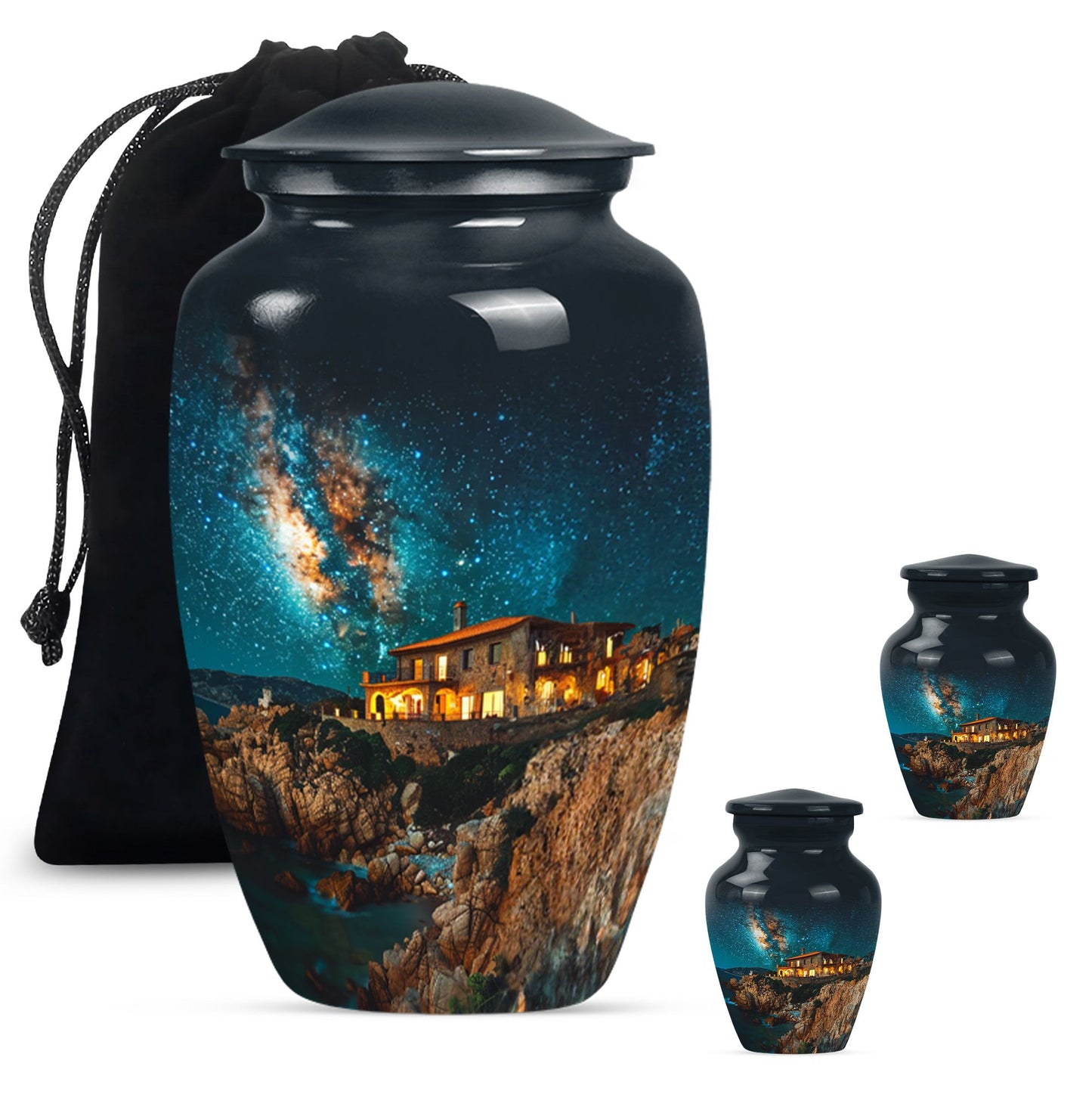 Classic Galaxy Urn made of aluminium suitable as memorial.