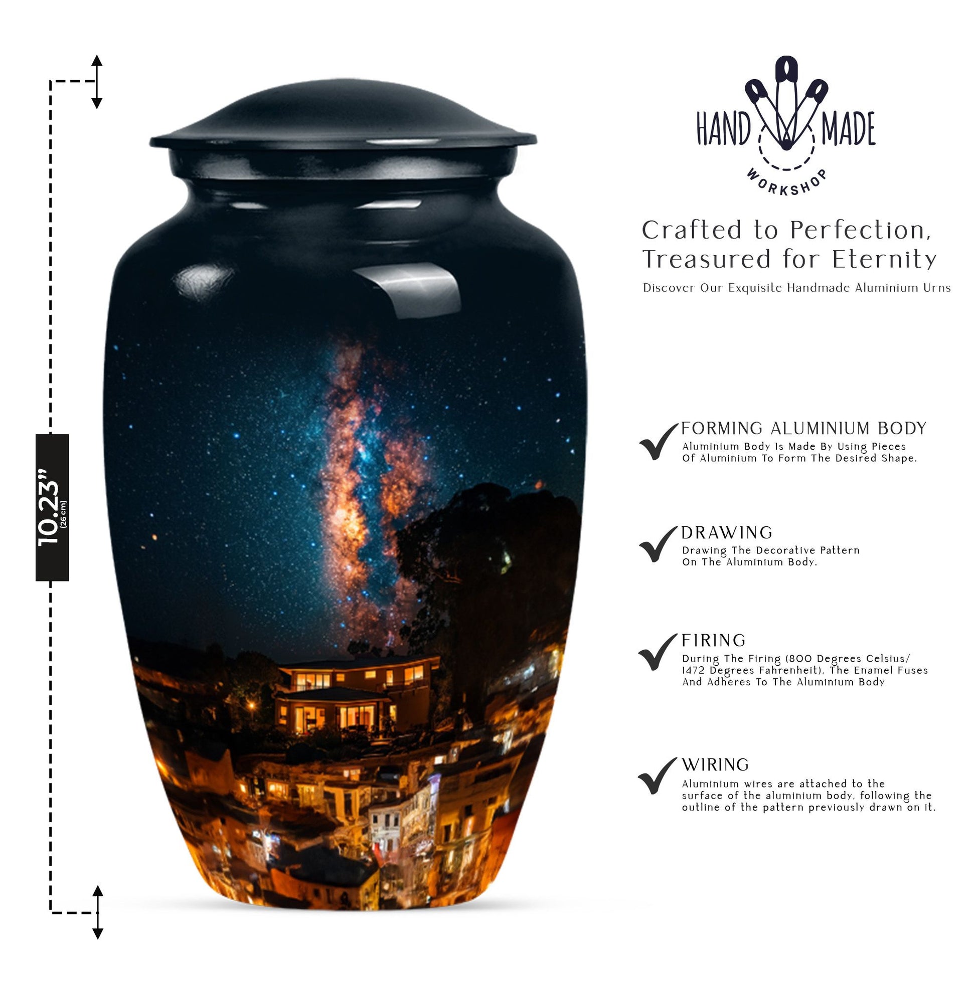 10-inch classic Galaxy Urn, cremation urn for human ashes,