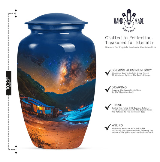 10-inch Galaxy Urn, a classic aluminium burial urn.