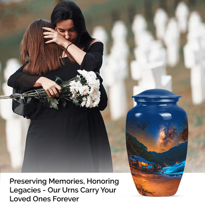 10-inch Galaxy Urn, a classic aluminium burial urn.
