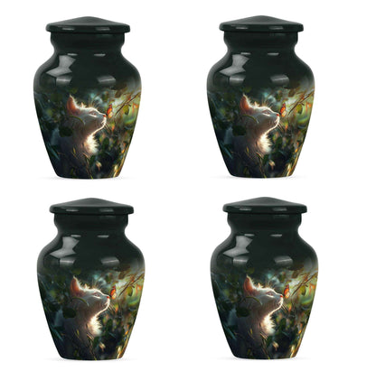 Majestic White Cat Urns For Funeral - Cat & Butterfly Memorial Urn