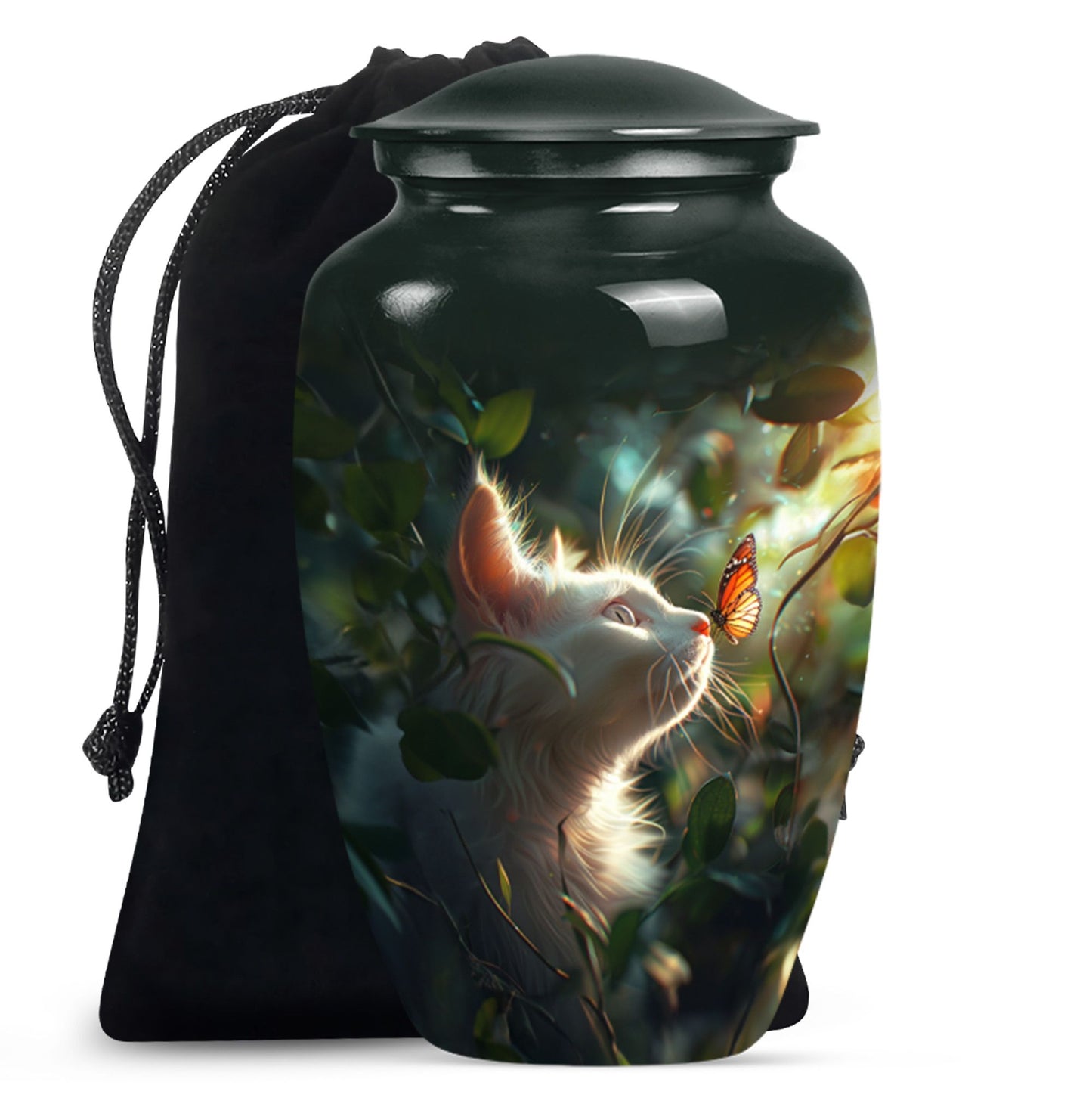 White Personalized Cat Memorial Urn for Pet Ashes - Yatskia