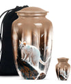 White Cat Ashes Urn For Cremation - Memorial Urns For Cat Lovers