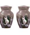 White Cat Cremation Urn For Mom Ashes - Pet Memorial Urn For Cats