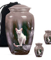 White Cat Cremation Urn For Mom Ashes - Pet Memorial Urn For Cats
