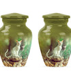 White Cat Urns For Funeral Ashes - Green Pet Cremation Urn For Cats