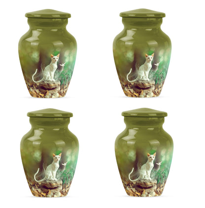 white cat urn for burial ashes