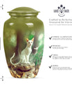 white cat urn for burial ashes