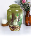 white cat urn for burial ashes