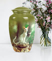 white cat urn for burial ashes