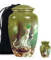 white cat urn for burial ashes