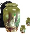 white cat urn for burial ashes