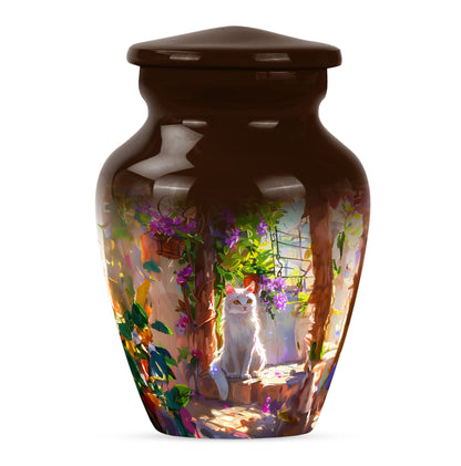 white cat urn