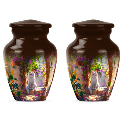 white cat urn