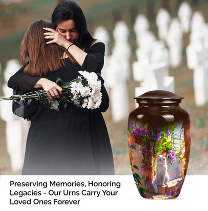 white cat urn
