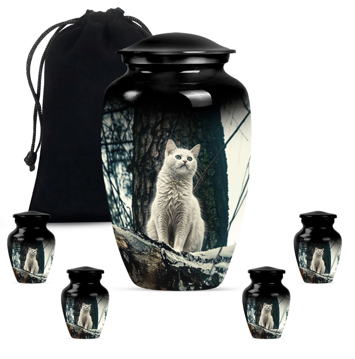 White classic urn for adult human ashes.