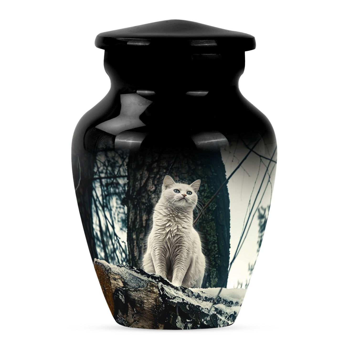 White classic urn for adult human ashes.